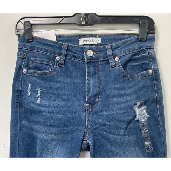 Rue 21 - Women's Ultimate Stretch Mid-Rise - Boot Jeans Distressed - Blue - 1 - Picture 12 of 15